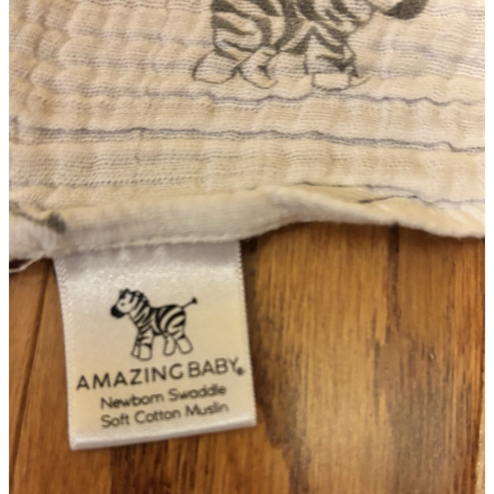 Amazing Baby Blanket Zebra Muslin Swaddle Premium Cotton White Gray 48"x42"[A4] - Picture 5 of 9